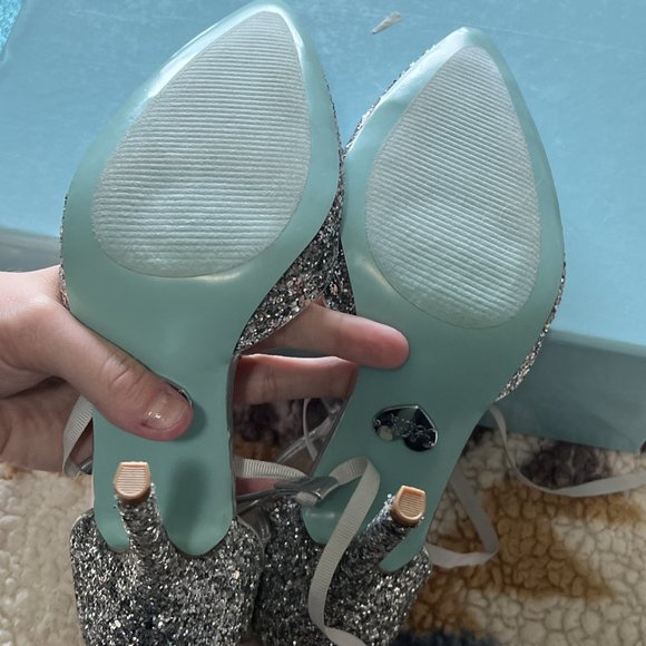 Blue By Betsey Johnson Silver Glitter Stela Pump Heels Size 7 - Picture 9 of 12